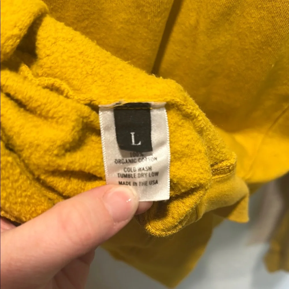 Clare V. Mustard Yellow Crew Neck Sweatshirt with Red Lips - Picture 8 of 9